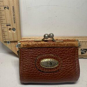 Vintage Frizzoni Firenze Leather Coin Purse Brown with Gold Hardware
